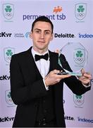 26 March 2022; Olympic boxing bronze medallist Aidan Walsh with the Indeed Award for Excellence at the Team Ireland Olympic Ball in the Mansion House, Dublin. The event was held to mark the success of Team Ireland at the 2020 Tokyo Summer Olympic Games and the 2022 Beijing Winter Olympic Games, and acknowledged and recognised the contribution of Team Ireland athletes at both Games as they inspired the nation. Photo by Sam Barnes/Sportsfile