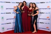 26 March 2022; Olympic rowing bronze medallists, from left, Aifric Keogh, Fiona Murtagh, Eimear Lambe and Emily Hegarty with their Indeed Award for Excellence at the Team Ireland Olympic Ball in the Mansion House, Dublin. The event was held to mark the success of Team Ireland at the 2020 Tokyo Summer Olympic Games and the 2022 Beijing Winter Olympic Games, and acknowledged and recognised the contribution of Team Ireland athletes at both Games as they inspired the nation. Photo by Sam Barnes/Sportsfile