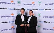 26 March 2022; Olympic rowing gold medallist Fintan McCarthy, left, receives the Indeed Award for Excellence from VP of Scaled Business Success at Indeed Declan Carville at the Team Ireland Olympic Ball in the Mansion House, Dublin. The event was held to mark the success of Team Ireland at the 2020 Tokyo Summer Olympic Games and the 2022 Beijing Winter Olympic Games, and acknowledged and recognised the contribution of Team Ireland athletes at both Games as they inspired the nation. Photo by Sam Barnes/Sportsfile