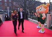 26 March 2022; Olympian Nadia Power and James Madden arrive at the Team Ireland Olympic Ball in the Mansion House, Dublin. The event was held to mark the success of Team Ireland at the 2020 Tokyo Summer Olympic Games and the 2022 Beijing Winter Olympic Games, and acknowledged and recognised the contribution of Team Ireland athletes at both Games as they inspired the nation. Photo by Brendan Moran/Sportsfile