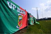 27 March 2022; Mayo banners on display inside the ground before the Allianz Football League Division 1 match between Mayo and Kildare at Avant Money Páirc Seán Mac Diarmada in Carrick-on-Shannon, Leitrim. Photo by Piaras Ó Mídheach/Sportsfile
