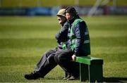 27 March 2022; John Mongey and Sean Fox from Slane, Meath enjoying the sun before the Allianz Football League Division 2 match between Meath and Derry at Páirc Táilteann in Navan, Meath. Photo by Philip Fitzpatrick/Sportsfile