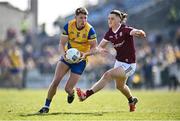 27 March 2022; Conor Cox of Roscommon in action against Kieran Molloy of Galway during the Allianz Football League Division 2 match between Roscommon and Galway at Dr Hyde Park in Roscommon. Photo by David Fitzgerald/Sportsfile