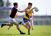 27 March 2022; Cian McKeon of Roscommon in action against Cathal Sweeney of Galway during the Allianz Football League Division 2 match between Roscommon and Galway at Dr Hyde Park in Roscommon. Photo by David Fitzgerald/Sportsfile