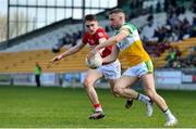 27 March 2022; Anton Sullivan of Offaly in action against Paudie Allen of Cork during the Allianz Football League Division 2 match between Offaly and Cork at Bord na Mona O'Connor Park in Tullamore, Offaly. Photo by Sam Barnes/Sportsfile