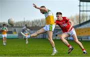 27 March 2022; Anton Sullivan of Offaly in action against Paudie Allen of Cork during the Allianz Football League Division 2 match between Offaly and Cork at Bord na Mona O'Connor Park in Tullamore, Offaly. Photo by Sam Barnes/Sportsfile