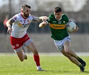 27 March 2022; Tony Brosnan of Kerry in action against Ronan MacNamee of Tyrone during the Allianz Football League Division 1 match between Kerry and Tyrone at Fitzgerald Stadium in Killarney, Kerry. Photo by Brendan Moran/Sportsfile