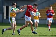27 March 2022; John O'Rourke of Cork in action against Johnny Moloney of Offaly during the Allianz Football League Division 2 match between Offaly and Cork at Bord na Mona O'Connor Park in Tullamore, Offaly. Photo by Sam Barnes/Sportsfile
