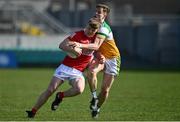 27 March 2022; Luke Fahy of Cork in action against Johnny Moloney of Offaly during the Allianz Football League Division 2 match between Offaly and Cork at Bord na Mona O'Connor Park in Tullamore, Offaly. Photo by Sam Barnes/Sportsfile