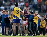 27 March 2022; Brian Stack of Roscommon and Dessie Conneely of Galway shake hands after the Allianz Football League Division 2 match between Roscommon and Galway at Dr Hyde Park in Roscommon. Photo by David Fitzgerald/Sportsfile