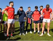 27 March 2022; Louth manager Mickey Harte with his players after the Allianz Football League Division 3 match between Wicklow and Louth at County Grounds in Aughrim, Wicklow. Photo by Matt Browne/Sportsfile