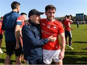 27 March 2022; Louth manager Mickey Harte celebrates with Eoghan Callaghan after the Allianz Football League Division 3 match between Wicklow and Louth at County Grounds in Aughrim, Wicklow. Photo by Matt Browne/Sportsfile