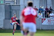 27 March 2022; Stephen Sherlock of Cork kicks a late free to win the game during the Allianz Football League Division 2 match between Offaly and Cork at Bord na Mona O'Connor Park in Tullamore, Offaly. Photo by Sam Barnes/Sportsfile