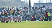 27 March 2022; Brendan Harrison of Mayo receives medical attention for an injury before being substituted during the Allianz Football League Division 1 match between Mayo and Kildare at Avant Money Páirc Seán Mac Diarmada in Carrick-on-Shannon, Leitrim. Photo by Piaras Ó Mídheach/Sportsfile