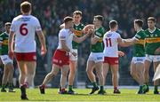 27 March 2022; Conor Meyler of Tyrone tussles with Tom O’Sullivan of Kerry during the Allianz Football League Division 1 match between Kerry and Tyrone at Fitzgerald Stadium in Killarney, Kerry. Photo by Brendan Moran/Sportsfile