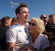 27 March 2022; Jack McCarron of Monaghan, who scored the winning point, with his mother Patricia after the Allianz Football League Division 1 match between Monaghan and Dublin at St Tiernach's Park in Clones, Monaghan. Photo by Ray McManus/Sportsfile