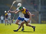 27 March 2022; Matthew O’Hanlon of Wexford in action against Ian Beecher of Waterford during the Allianz Hurling League Division 1 Semi-Final match between Wexford and Waterford at UPMC Nowlan Park in Kilkenny. Photo by Daire Brennan/Sportsfile