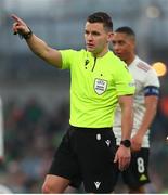 26 March 2022; Referee Nicholas Walsh during the international friendly match between Republic of Ireland and Belgium at the Aviva Stadium in Dublin. Photo by Michael P Ryan/Sportsfile