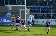 27 March 2022; Ian Beecher of Waterford scores his side's fifth goal during the Allianz Hurling League Division 1 Semi-Final match between Wexford and Waterford at UPMC Nowlan Park in Kilkenny. Photo by Daire Brennan/Sportsfile