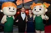 26 March 2022; Olympian Síofra Cléirigh Buttner and Mike Morrow with Team Ireland mascots Dáithí and Deirbhile at the Team Ireland Olympic Ball in the Mansion House, Dublin. The event was held to mark the success of Team Ireland at the 2020 Tokyo Summer Olympic Games and the 2022 Beijing Winter Olympic Games, and acknowledged and recognised the contribution of Team Ireland athletes at both Games as they inspired the nation. Photo by Sam Barnes/Sportsfile