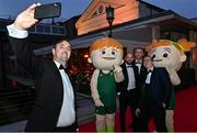26 March 2022; Guests take a selfie with Team Ireland mascots Dáithí and Deirbhile at the Team Ireland Olympic Ball in the Mansion House, Dublin. The event was held to mark the success of Team Ireland at the 2020 Tokyo Summer Olympic Games and the 2022 Beijing Winter Olympic Games, and acknowledged and recognised the contribution of Team Ireland athletes at both Games as they inspired the nation. Photo by Sam Barnes/Sportsfile