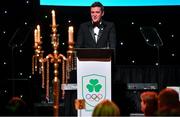 26 March 2022; Olympic Federation of Ireland chief executive Peter Sherrard speaking at the Team Ireland Olympic Ball in the Mansion House, Dublin. The event was held to mark the success of Team Ireland at the 2020 Tokyo Summer Olympic Games and the 2022 Beijing Winter Olympic Games, and acknowledged and recognised the contribution of Team Ireland athletes at both Games as they inspired the nation. Photo by Brendan Moran/Sportsfile