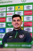 28 March 2022; John Egan during a Republic of Ireland press conference at FAI Headquarters in Dublin. Photo by Eóin Noonan/Sportsfile