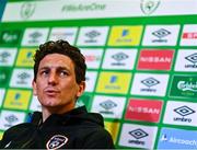 28 March 2022; Coach Keith Andrews during a Republic of Ireland press conference at FAI Headquarters in Dublin. Photo by Eóin Noonan/Sportsfile