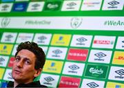 28 March 2022; Coach Keith Andrews during a Republic of Ireland press conference at FAI Headquarters in Dublin. Photo by Eóin Noonan/Sportsfile