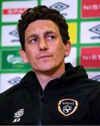 28 March 2022; Coach Keith Andrews during a Republic of Ireland press conference at FAI Headquarters in Dublin. Photo by Eóin Noonan/Sportsfile