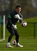 28 March 2022; Goalkeeper Max O'Leary during a Republic of Ireland training session at FAI National Training Centre in Dublin. Photo by Eóin Noonan/Sportsfile