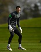 28 March 2022; Goalkeeper Max O'Leary during a Republic of Ireland training session at FAI National Training Centre in Dublin. Photo by Eóin Noonan/Sportsfile