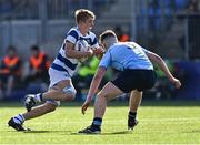 28 March 2022; Aaron Daly of Blackrock College in action against Duinn Maguire of St Michael's College during the Bank of Ireland Leinster Rugby Schools Junior Cup Semi-Final match between Blackrock College, Dublin, and St Michael’s College, Dublin, at Energia Park in Dublin. Photo by Piaras Ó Mídheach/Sportsfile