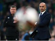 26 March 2022; Belgium manager Roberto Martinez, right, and Republic of Ireland manager Stephen Kenny during the international friendly match between Republic of Ireland and Belgium at the Aviva Stadium in Dublin. Photo by Stephen McCarthy/Sportsfile