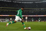 26 March 2022; Chiedozie Ogbene of Republic of Ireland during the international friendly match between Republic of Ireland and Belgium at the Aviva Stadium in Dublin. Photo by Eóin Noonan/Sportsfile