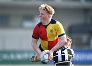 29 March 2022; Rory O’Connor O’Hehir of St Fintan's High School is tackled by Ronan Sullivan of Cistercian College, Roscrea during the Bank of Ireland Leinster Rugby Schools Junior Cup Semi-Final match between Cistercian College, Roscrea, Tipperary and St Fintan’s High School, Dublin at Energia Park in Dublin. Photo by David Fitzgerald/Sportsfile