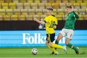 29 March 2022; Joel Bagan of Republic of Ireland in action against Isak Jansson of Sweden during the UEFA European U21 Championship Qualifier match between Republic of Ireland and Sweden at Borås Arena in Sweden. Photo by Mathias Bergeld/Sportsfile