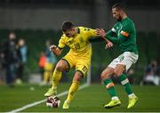 29 March 2022; Donatas Kazlauskas of Lithuania in action against Conor Hourihane of Republic of Ireland during the international friendly match between Republic of Ireland and Lithuania at the Aviva Stadium in Dublin. Photo by Sam Barnes/Sportsfile