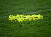 26 March 2022; A general view of sliotars before the Allianz Hurling League Division 1 Semi-Final match between Cork and Kilkenny at Páirc Ui Chaoimh in Cork. Photo by Piaras Ó Mídheach/Sportsfile