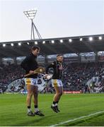 26 March 2022; Kilkenny goalkeepers Eoin Murphy, right, and Darren Brennan during the warm-up before the Allianz Hurling League Division 1 Semi-Final match between Cork and Kilkenny at Páirc Ui Chaoimh in Cork. Photo by Piaras Ó Mídheach/Sportsfile