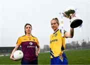 30 March 2022; Roscommon captain Laura Fleming and Wexford captain Róisín Murphy pictured at St Brendan’s Park, Birr, Co. Offaly ahead of next Sunday’s Lidl National Leagues Divisions 3 and 4 Finals at the venue. Limerick will play Offaly at 2pm in the Division 4 Final, followed by the Division 3 Final between Roscommon and Wexford at 4pm. Both games will be available to purchase via the LGFA’s subscription service: https://page.inplayer.com/lgfaseason2022/lidl-nfl.html. Photo by David Fitzgerald/Sportsfile
