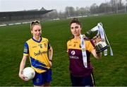 30 March 2022; Roscommon captain Laura Fleming and Wexford captain Róisín Murphy pictured at St Brendan’s Park, Birr, Co. Offaly ahead of next Sunday’s Lidl National Leagues Divisions 3 and 4 Finals at the venue. Limerick will play Offaly at 2pm in the Division 4 Final, followed by the Division 3 Final between Roscommon and Wexford at 4pm. Both games will be available to purchase via the LGFA’s subscription service: https://page.inplayer.com/lgfaseason2022/lidl-nfl.html. Photo by David Fitzgerald/Sportsfile