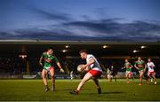 19 March 2022; Conor Meyler of Tyrone in action against Enda Hession of Mayo during the Allianz Football League Division 1 match between Tyrone and Mayo at O'Neill's Healy Park in Omagh, Tyrone. Photo by Stephen McCarthy/Sportsfile