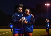 30 March 2022; Victoria O'Mahony, left, and Casey O'Brien during a Leinster Rugby Women's training session at Energia Park in Dublin. Photo by David Fitzgerald/Sportsfile