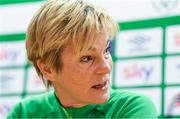 31 March 2022; Manager Vera Pauw speaking during a Republic of Ireland women squad announcement at FAI Headquarters in Abbotstown, Dublin. Photo by Eóin Noonan/Sportsfile