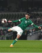 29 March 2022; Troy Parrott of Republic of Ireland has a shot on goal during the international friendly match between Republic of Ireland and Lithuania at the Aviva Stadium in Dublin. Photo by Eóin Noonan/Sportsfile