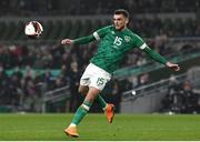 29 March 2022; Troy Parrott of Republic of Ireland has a shot on goal during the international friendly match between Republic of Ireland and Lithuania at the Aviva Stadium in Dublin. Photo by Eóin Noonan/Sportsfile