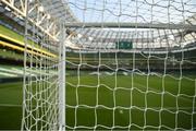 29 March 2022; A detailed view of goal netting before the international friendly match between Republic of Ireland and Lithuania at the Aviva Stadium in Dublin. Photo by Eóin Noonan/Sportsfile
