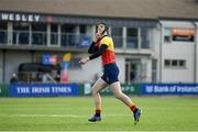 31 March 2022; Luke Ingle of St Fintans High School celebrates a conversion during the Bank of Ireland Vinnie Murray Cup Final match between St Fintan's High School and Catholic University School at Energia Park in Dublin. Photo by Harry Murphy/Sportsfile