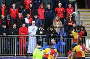 31 March 2022; Catholic University School supporters look on during the Bank of Ireland Vinnie Murray Cup Final match between St Fintan's High School and Catholic University School at Energia Park in Dublin. Photo by Harry Murphy/Sportsfile